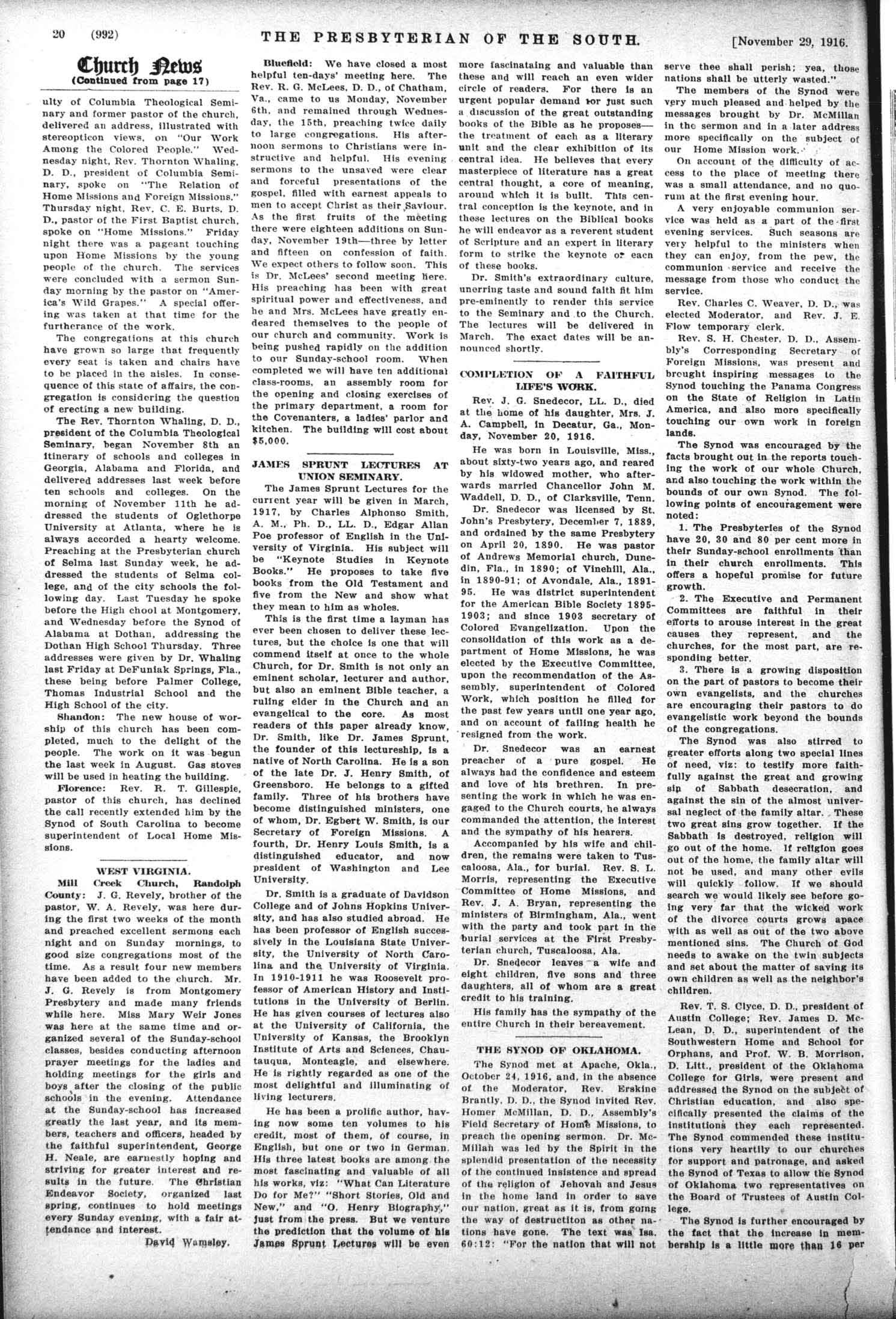 Completion of a Faithful Life's Work (Snedecor)